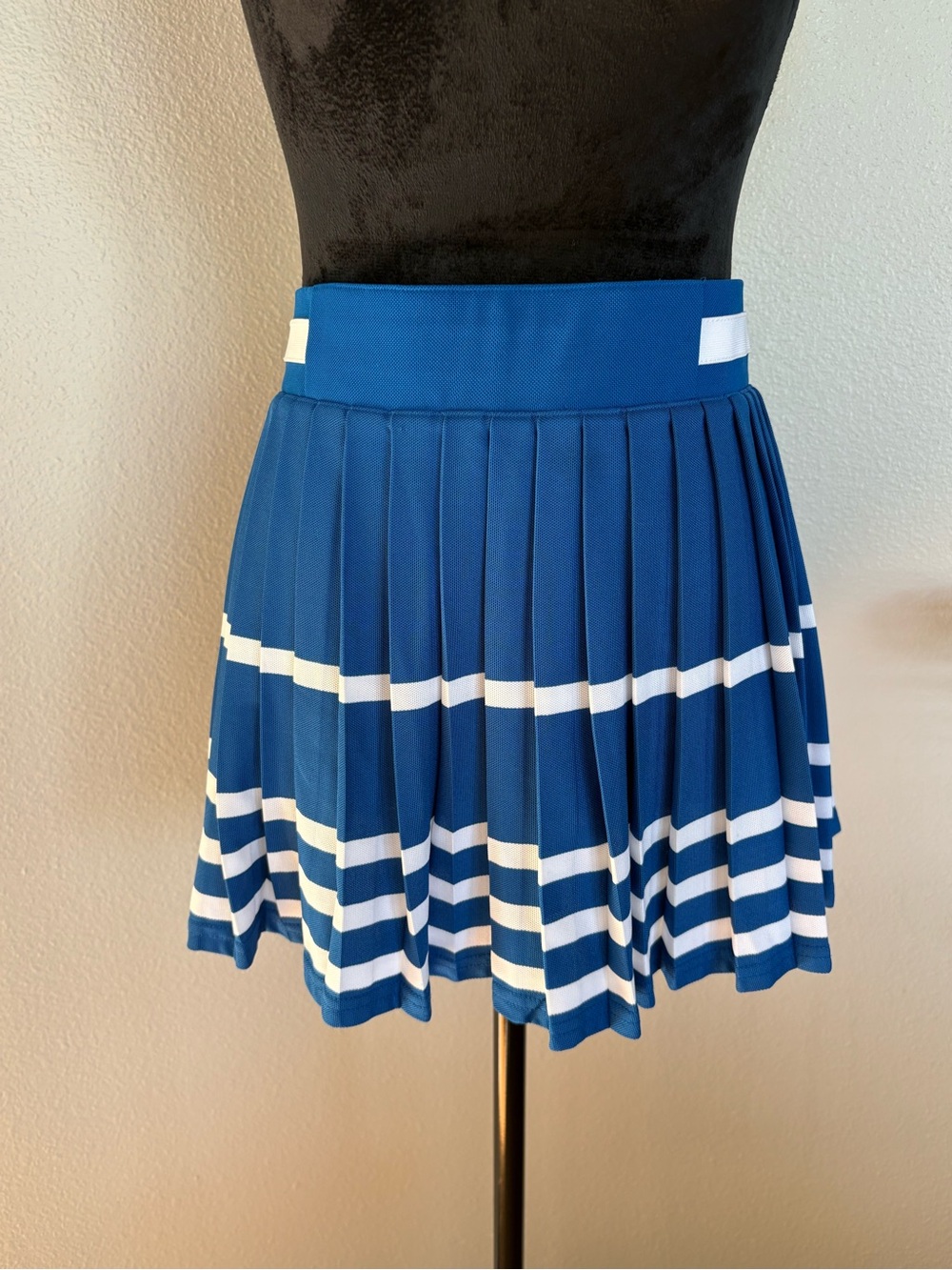 Lacoste Blue Pleated Striped Women's Athletic Skirt